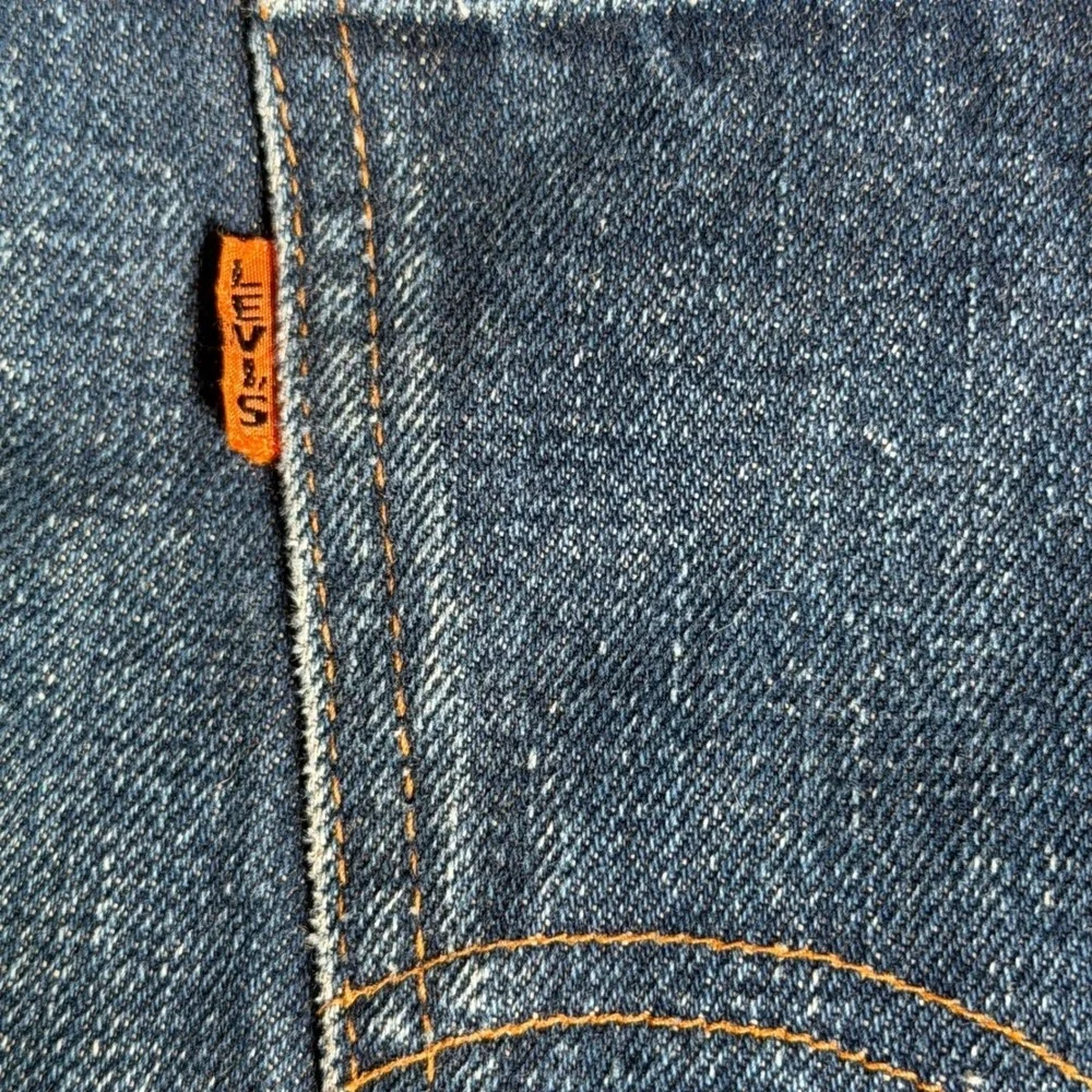 Vintage 60's Levi's BIG E Orange Tab 606 Slim Fit Dark Wash 34x30 RARE #4 Button